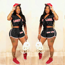 Lucky Label Letter Print Two Piece Short Sets NM-8363