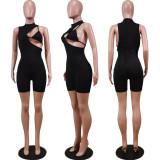 Sexy Solid Sleeveless Back Zipper Romper WY-6795