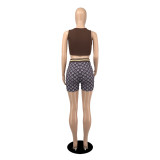 Casual Tank Top+Printed Shorts 2 Piece Suits YIBF-6069