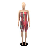 Fashion Printed Tube Top Romper YIBF-6076