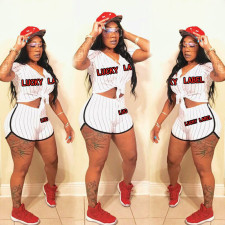 Lucky Label Letter Print Two Piece Short Sets NM-8363