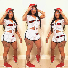 Lucky Label Letter Print Two Piece Short Sets NM-8363