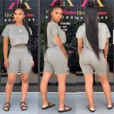 Solid T Shirt Shorts Casual 2 Piece Sets WY-6780