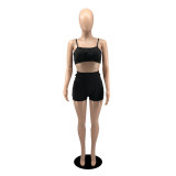 Solid Color Camisole Shorts Two Piece Sets YIBF-6079