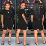 Solid T Shirt Shorts Casual 2 Piece Sets WY-6780