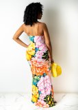 Floral Print Sexy Spaghetti Strap Maxi Dress WY-6785