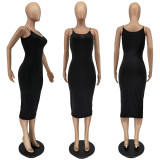 Sexy Off Shoulder Sleeveless Chain Midi Dress WSM-5244