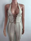 Plus Size Sexy Halter Backless Lace Up Jumpsuit LX-5800