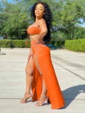 Sexy Tube Top And High Split Pants 2 Piece Sets LP-6292