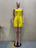 Casual Solid Color Vest And Shorts Two Piece Sets OLYF-6061