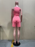Casual Solid Color Vest And Shorts Two Piece Sets OLYF-6061
