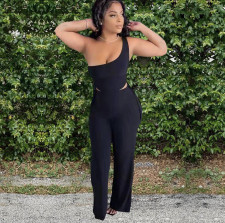 Solid One Shoulder Two Piece Pant Sets HM-6525