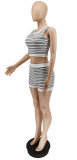 Casual Striped Sleeveless Two Piece Shorts Set WSYF-5871
