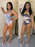 Dallar Print Sleeveless One Piece Swimsuit QSF-5098