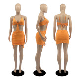 Sexy Drawstring Ruched Backless Mini Club Dress DDF-8107