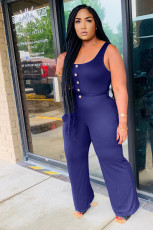 Solid Color  Plus Size Sleeveless Sashes One Piece Jumpsuits HM-6330