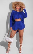 Solid Long Sleeve Two Piece Short Sets BS-1270