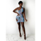 Sexy Printed One Shoulder Sleeveless Hole Club Dress DDF-8101