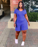 Plus Size Casual Solid Short Sleeve Loose Romper XYF-9103