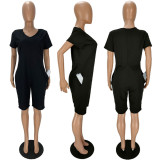 Plus Size Casual Solid Short Sleeve Loose Romper XYF-9103