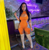 Sexy Solid Sleeveless Hollow Out Romper YIBF-6082