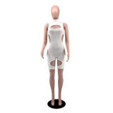 Sexy Solid Sleeveless Hollow Out Romper YIBF-6082