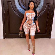 Sexy Printed Tube Top And Shorts 2 Piece Sets NM-8365