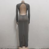 Sexy See Though Backless Split Long Club Dress SMR-9786