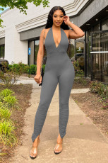 Sexy V Neck Hater Split Stacked Jumpsuit JPF-1041