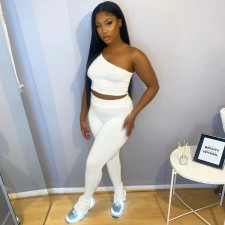 Solid One Shoulder Sleeveless 2 Piece Pants Set YNSF-1660