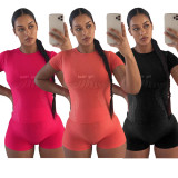 Casual Sports Short Sleeve Slim Fit 2 Piece Shorts Set HMS-5475
