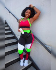 Contrast Color Fitness Two Piece Pants Set XYF-9105