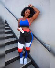 Contrast Color Fitness Two Piece Pants Set XYF-9105