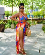 Sexy Tie Dye Halter High Split Pants 2 Piece Sets LUO-3163
