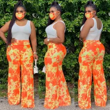 Tie Dye Wide Leg Pants With Mask SH-3798