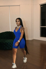 Sexy Mesh Halter Bodysuit+Shorts Two Piece Sets NYF-8068