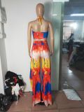 Sexy Tie Dye Halter High Split Pants 2 Piece Sets LUO-3163
