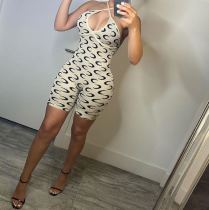 Sexy Printed Halter Backless Romper MEM-8362