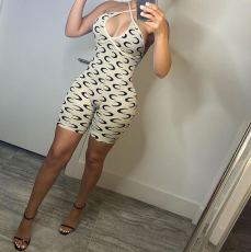 Sexy Printed Halter Backless Romper MEM-8362