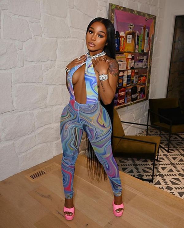 Sexy Printed Halter Backless Hollow Jumpsuit MEM-8363