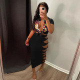 Solid Hollow Out Long Skirt GLF-8161