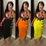 Solid Hollow Out Long Skirt GLF-8161