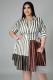 Plus Size Striped Patchwork Shirt Dress Without Belt BMF-PP058