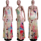 Sexy Printed Spaghetti Strap Maxi Dress WY-6804