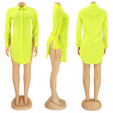 Plus Size Long Sleeve Split Hem Shirt Top SFY-MM001