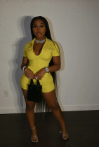 Solid Short Sleeve Pocket Tight Romper NYF-8070