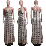 Sexy Printed Spaghetti Strap Maxi Dress WY-6804