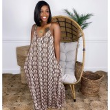 Sexy Printed Spaghetti Strap Maxi Dress WY-6804
