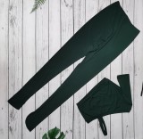 Solid One Shoulder Split Pants Two Piece Sets WY-6734