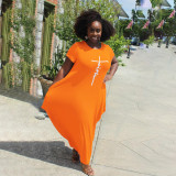 Plus Size Casual Short Sleeve Irregular Maxi Dress BMF-PP062